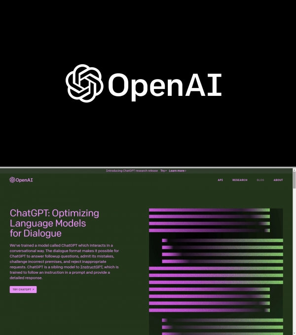 ‘오픈AI’가 내놓은 인공지능 챗봇 ‘챗GPT(ChatGPT)’는 공개한 지 불과 5일 만에 사용자가 100만 명을 돌파하는 등 전례 없는 관심을 얻고 있다. ⓒOpenAI
